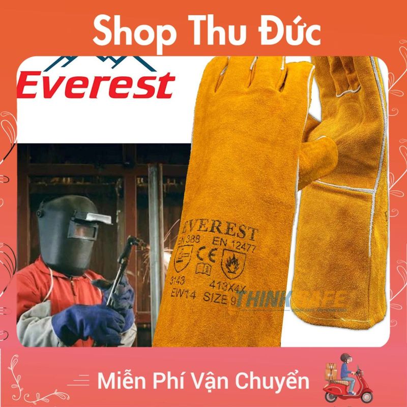 Găng tay da hàn Everest EW14 bao tay chống cháy, chịu nhiệt/ tia lửa văng bắn chuyên dùng hàn que (vàng) - Labor Leather Glove EW14 DTK91808488 - Shop Thu Đức