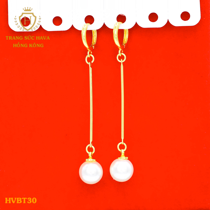 Ear rings, earrings, earrings Pearl design long style youthful, titanium plating Gold non 10K, 18K, 24k real high-end (not black)-Jewelry Hava Hong Kong