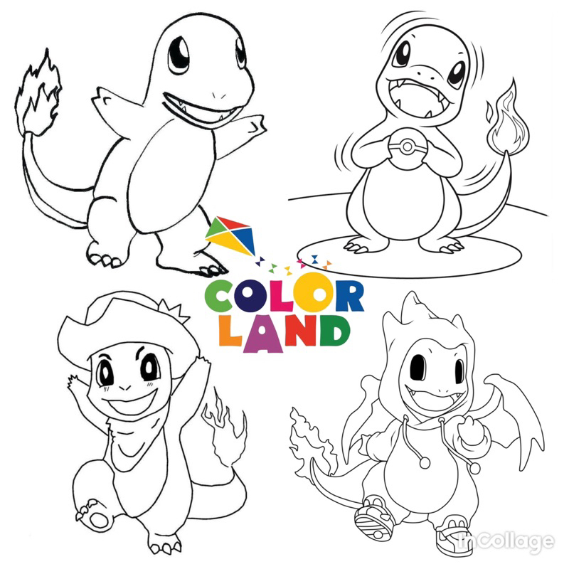 Charmander Pokemon - Set 10 Tờ Tranh Tô Màu Kích Thước A4 A5 Dành Cho ...