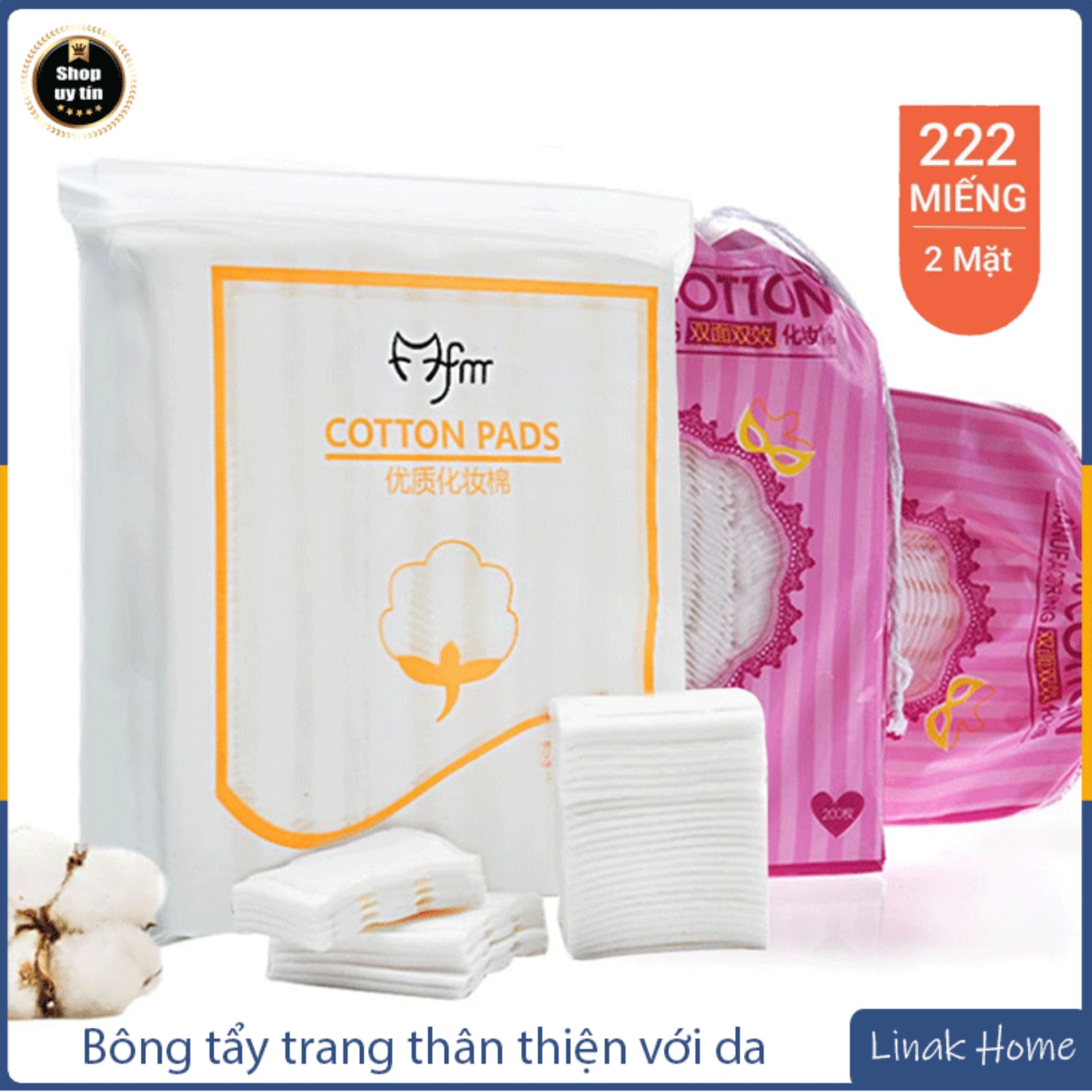 Bông tẩy trang 3 lớp Cotton Pads [Túi 222 miếng]