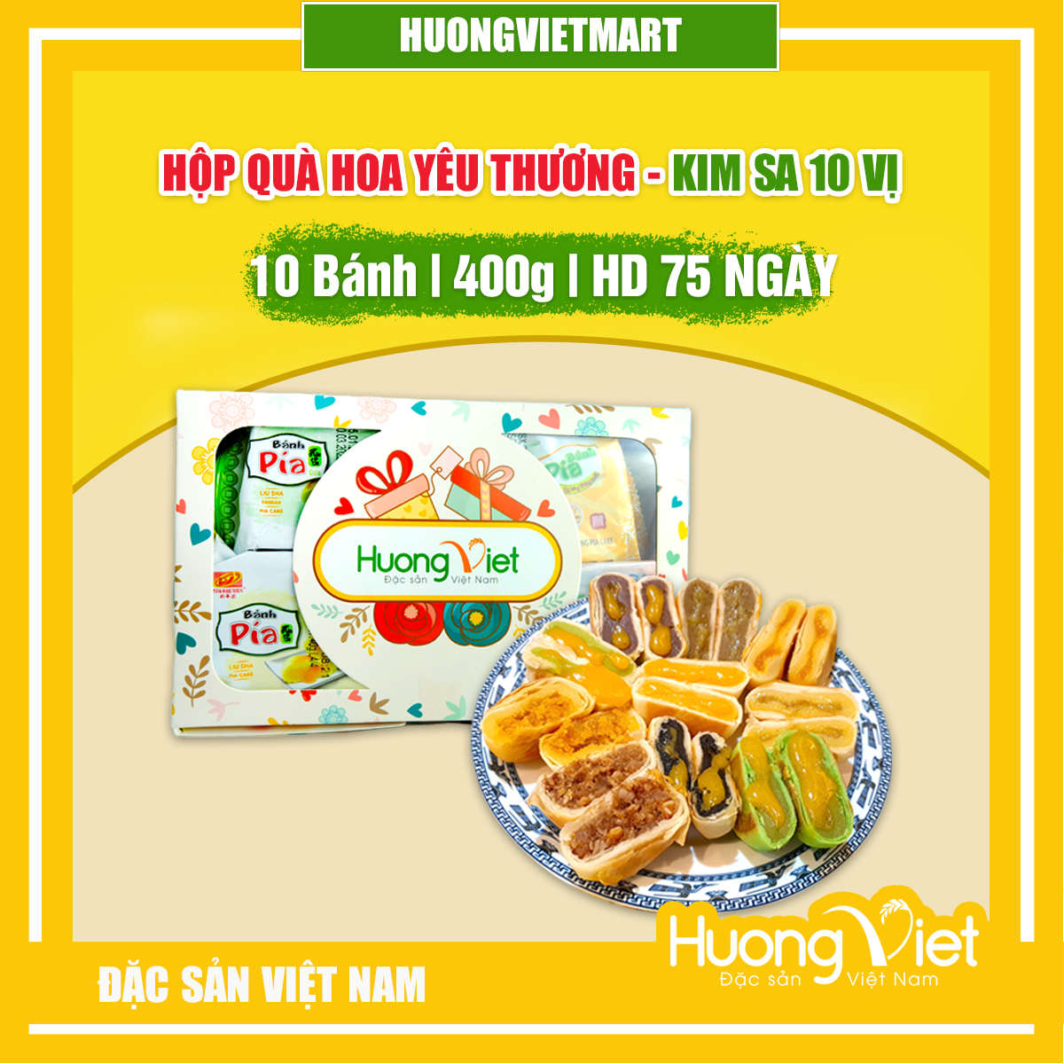 Bánh pía kim sa Tân Huê Viên mix 10 bánh 10 vị bánh pía Sóc Trăng đồ ăn vặt Sài Gòn