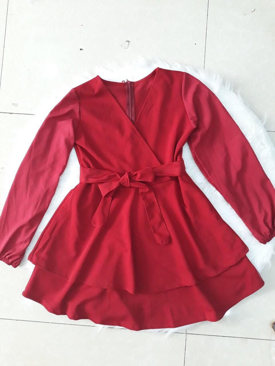 [HOT] Set Jum Váy Nữ Đùi cột nơ, tay vải lụa dày dặn mềm mịn