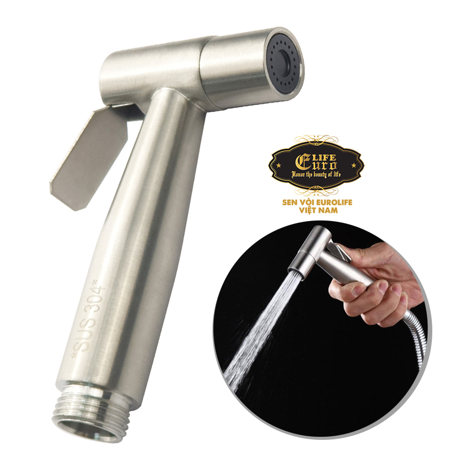 Tay xịt vệ sinh INOX SUS 304, tăng áp cao Eurolife EL-H-X04 (Trắng vàng)