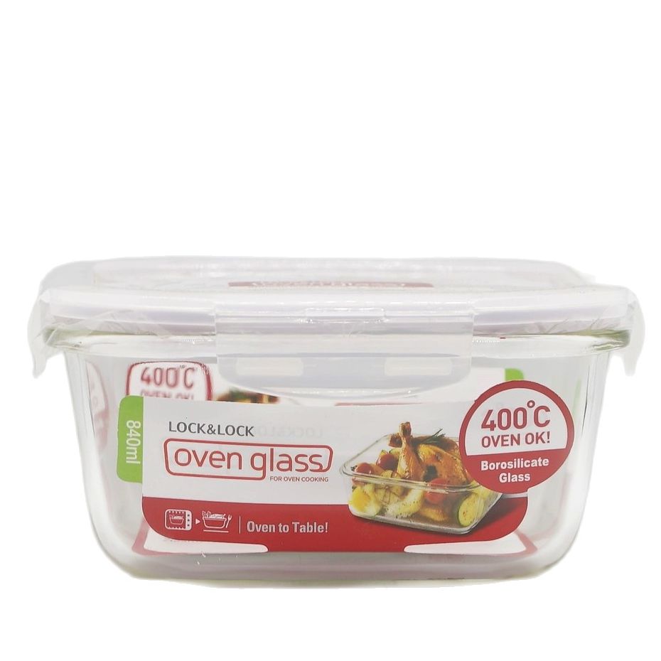 Lock and lock glass box-spill resistant airtight cover-microwave oven-100% authentic
