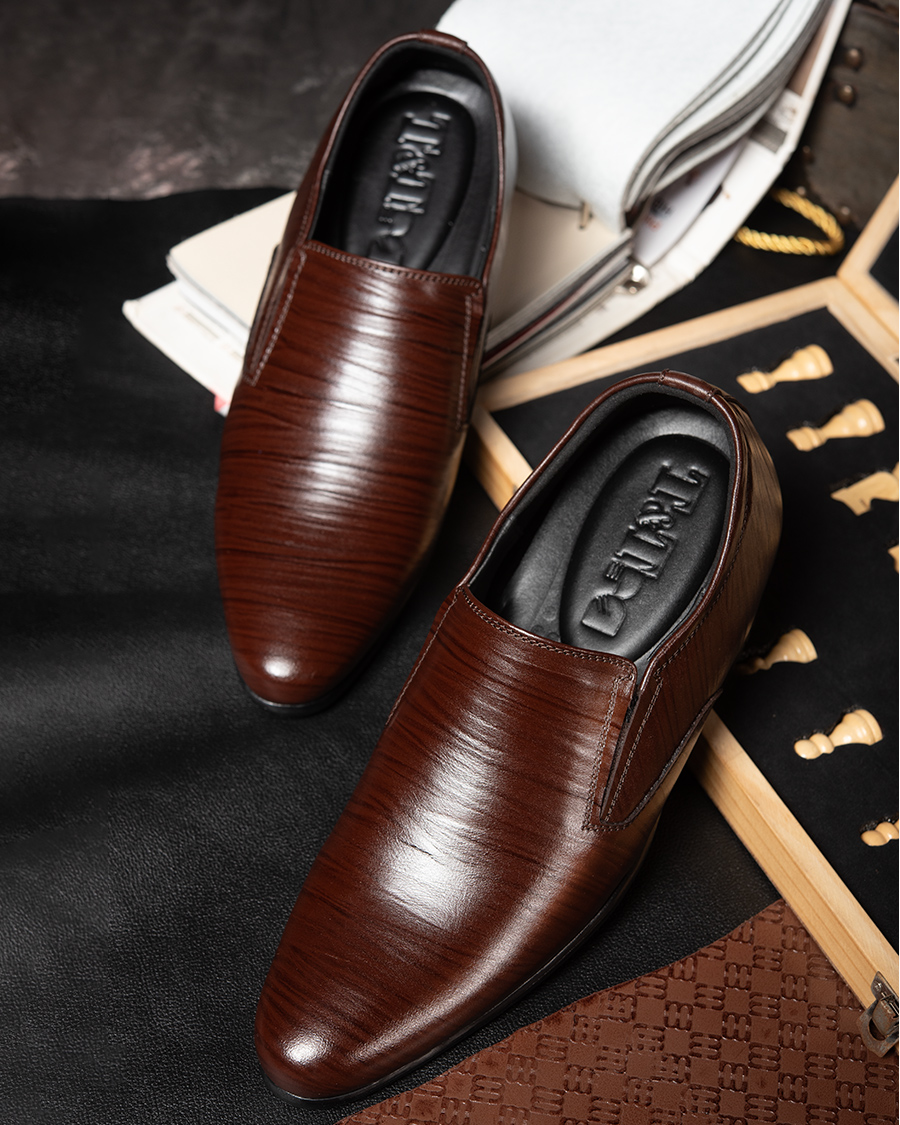 [8cm] shoes height increasing Men T&TRA S970 brown stripe