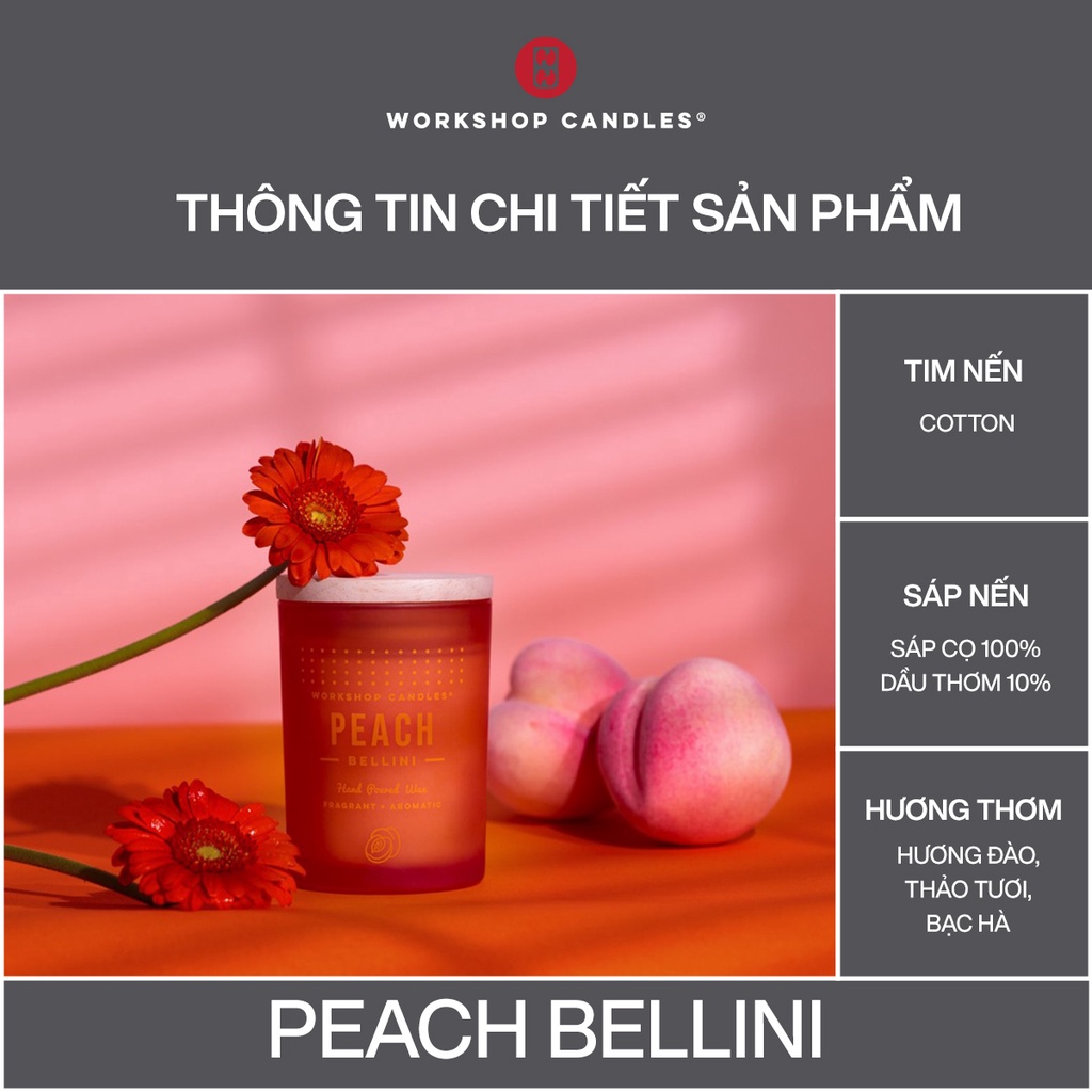 Workshop Candles - Nến thơm Peach Bellini 9oz