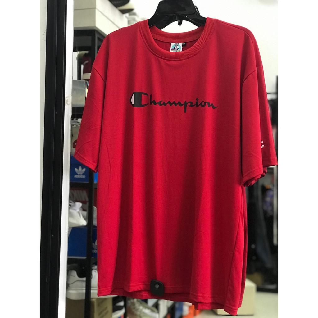 Áo thun champion đỏ phong cách unisex - kèm ảnh thật (gin store)