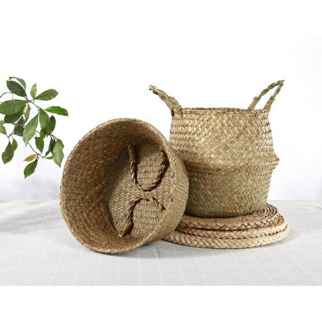 Giỏ cói đựng đồ, trồng cây cảnh