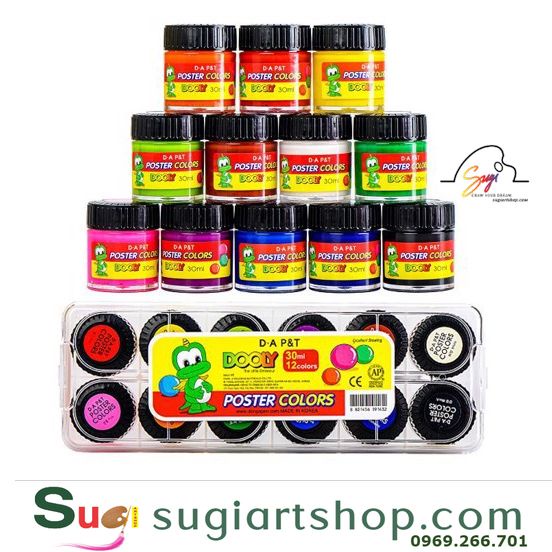 Màu Poster Dooly 12 màu (hủ 30ml), Màu nước Dooly