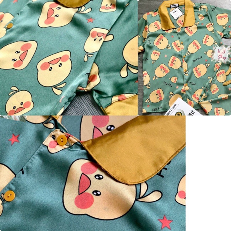 [XÃ KHO] Bộ Mặc Nhà Pyjama Lụa Hoạ Tiết Vịt [ ẢNH SHOP CHỤP ]