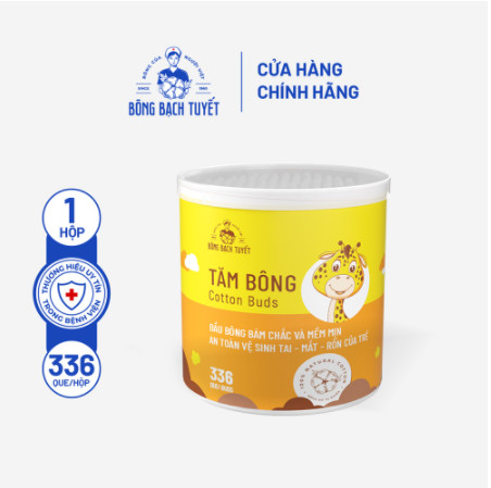 {CHÍNH HÃNG} - Tăm bông trẻ em Bông Bạch Tuyết (336 que/hộp tròn)