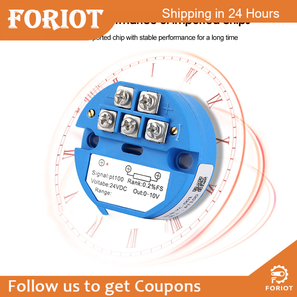 Foriot PT100 Temperature Sensor Temperature Transmitter Isolated Detector Module -40~ 120 Degree -4-20MA 24V