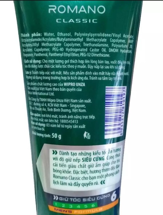Gel vuốt tóc Romano Classic Siêu cứng 150g
