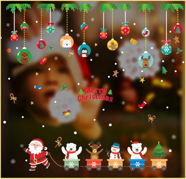 [HCM]Decal trang trí Noel - Ông già Noel kéo xe cho các bạn nhỏ