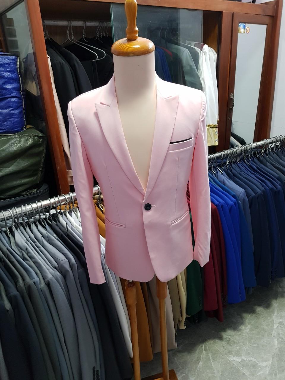 men's slim fit body pink suit top + pants + tie + bow