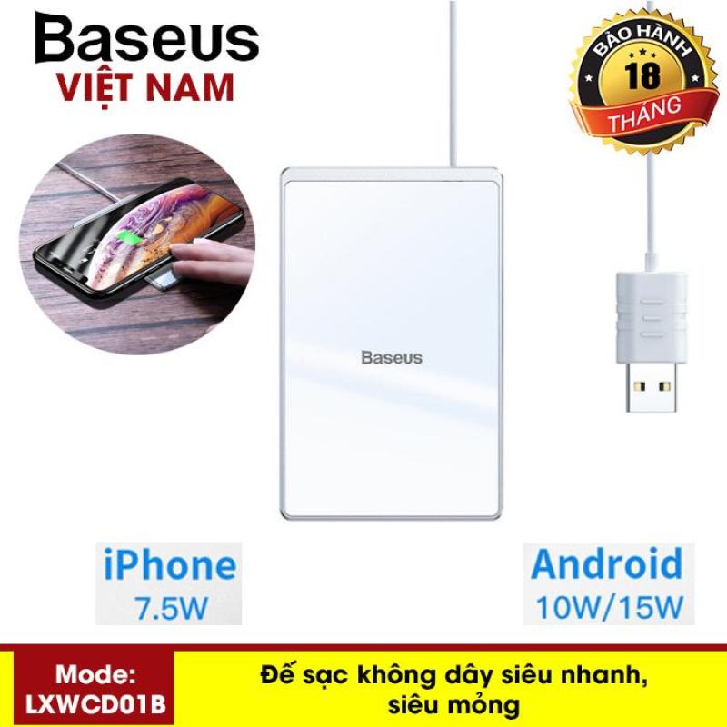Sạc không dây siêu mỏng sạc siêu nhanh công xuất 15W BASEUS mỏng 0,3cm gắn với cáp sạc USB dài 1m phù hợp cho iPhone Xs Max Apple / Samsung / Huawei /Xiaomi - Phân phối bởi Baseus Vietnam