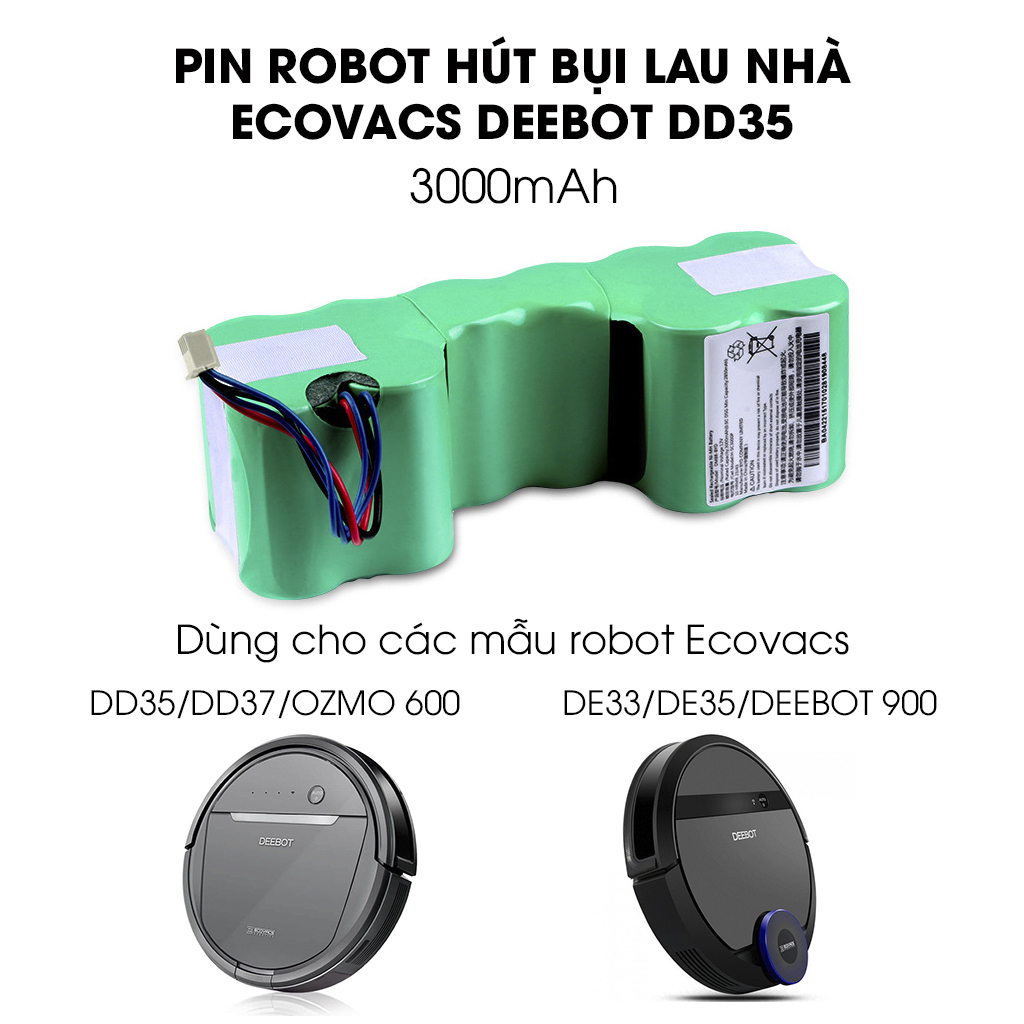 Pin robot hút bụi Ecovacs DN33, DN36, DN39, DN320 - BẢO HÀNH 3 THÁNG (LỖI 1 ĐỔI 1)