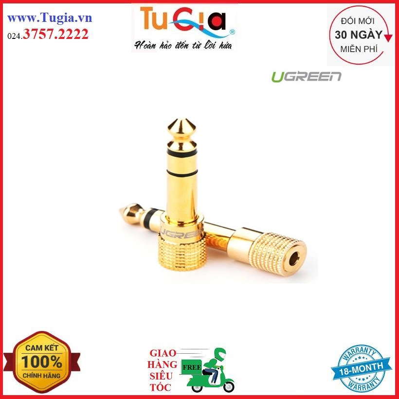Đầu jack chuyển đổi âm thanh từ cổng 3.5mm cái sang cổng 6.5mm đực chính hãng UGREEN 20503 - Hàng chính hãng