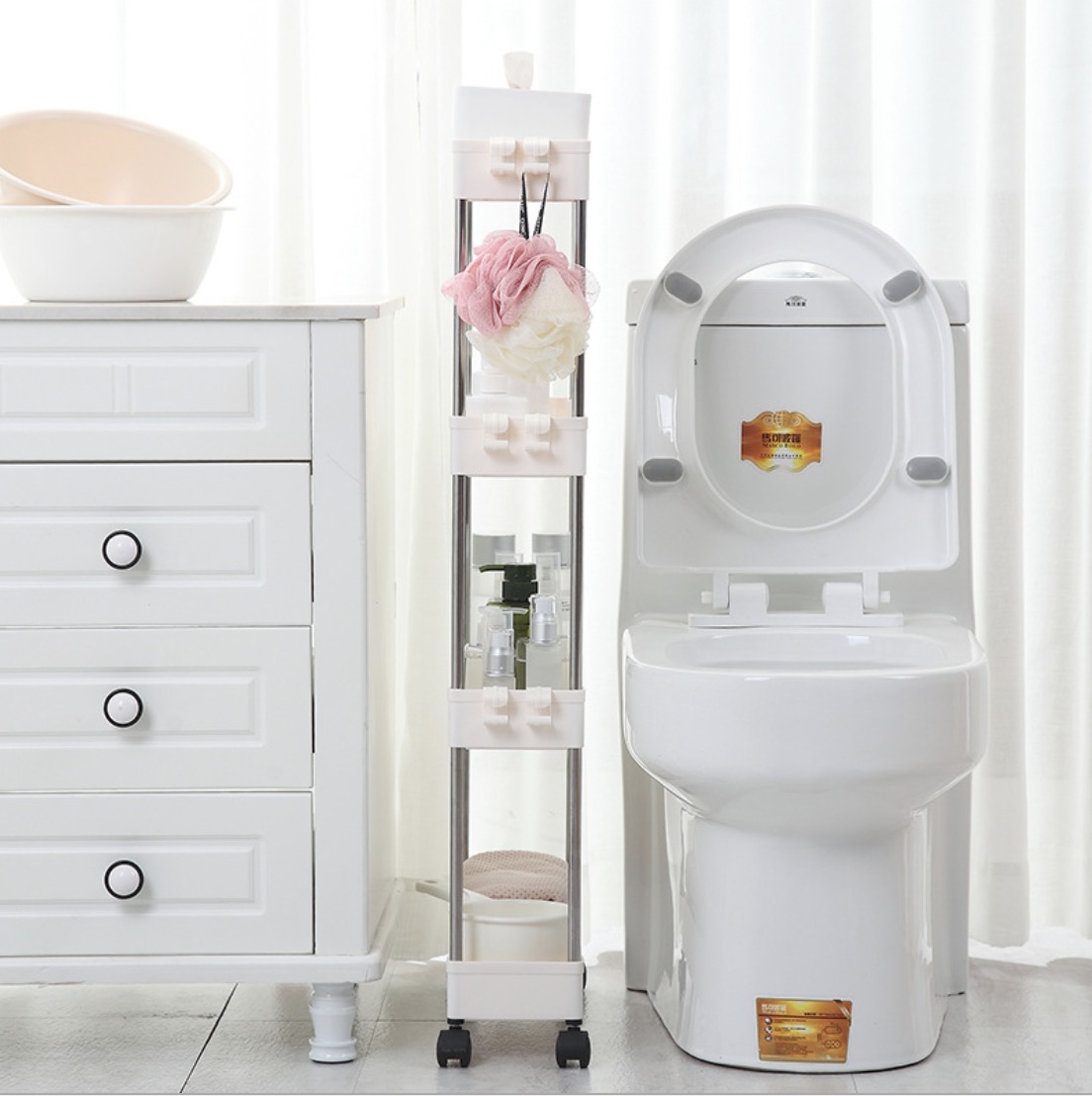 Hanrui - BỘ KỆ MINI 4 TẦNG CÓ BÁNH XE