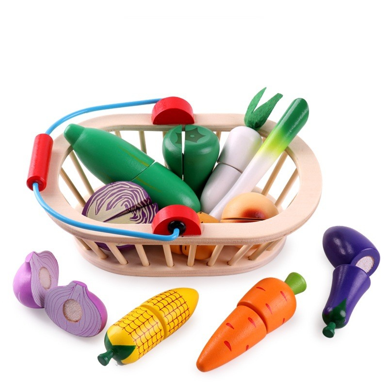 Bộ đồ chơi giỏ cắt hoa quả, rau củ gỗ toystore FUDAER