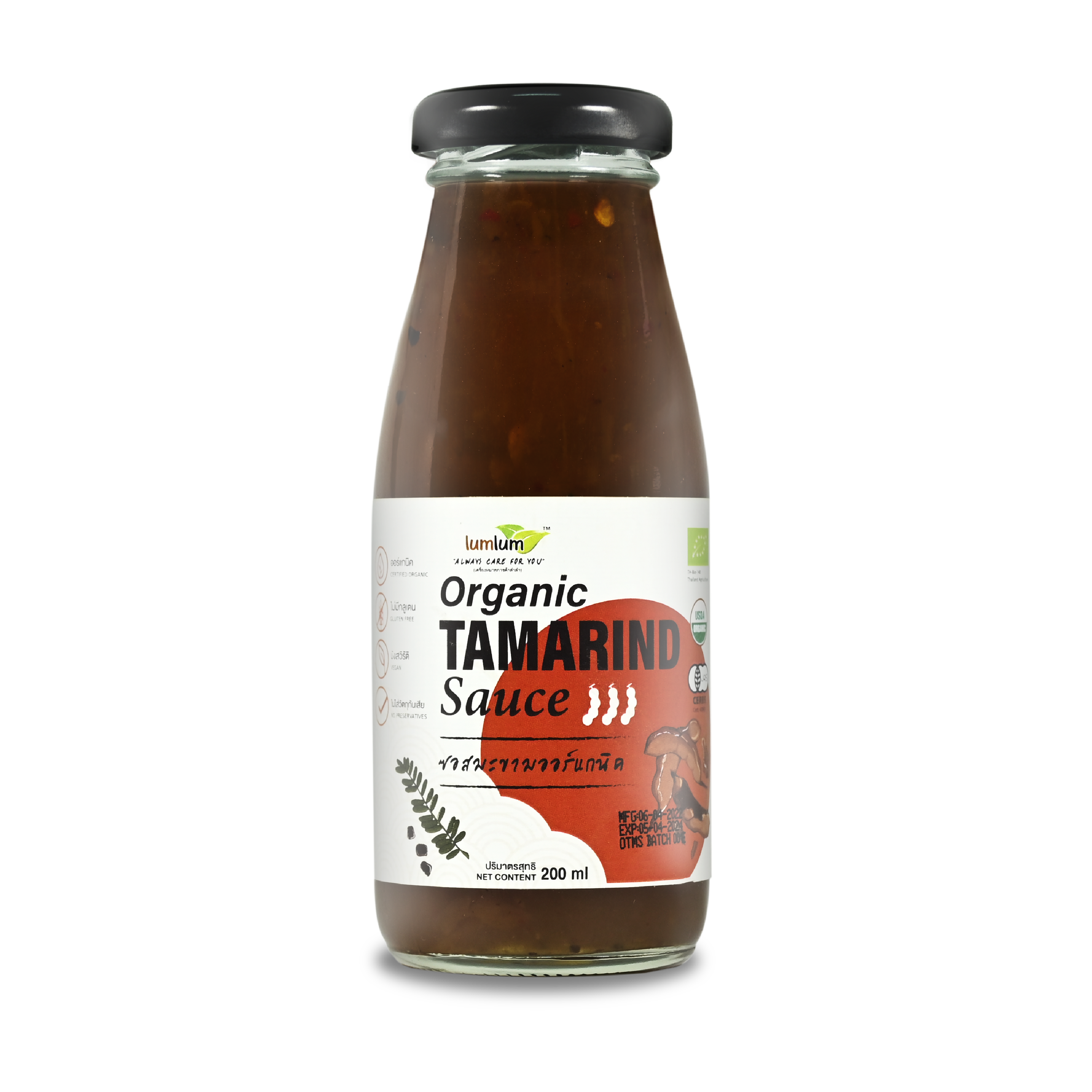 Sốt me Thái hữu cơ 200ml Lumlum Organic Tamarind Sauce