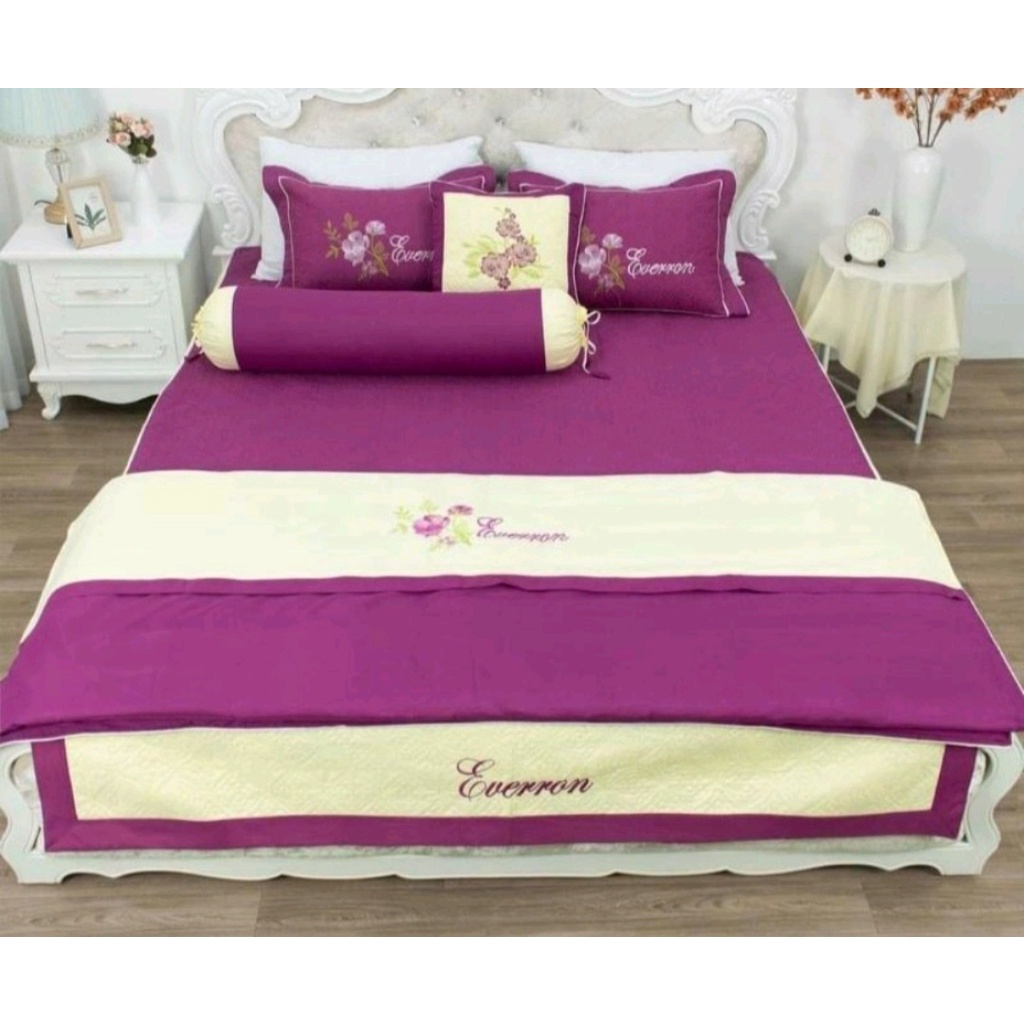 BỘ CHĂN GA TRẦN BÔNG SATIN 7 MÓN