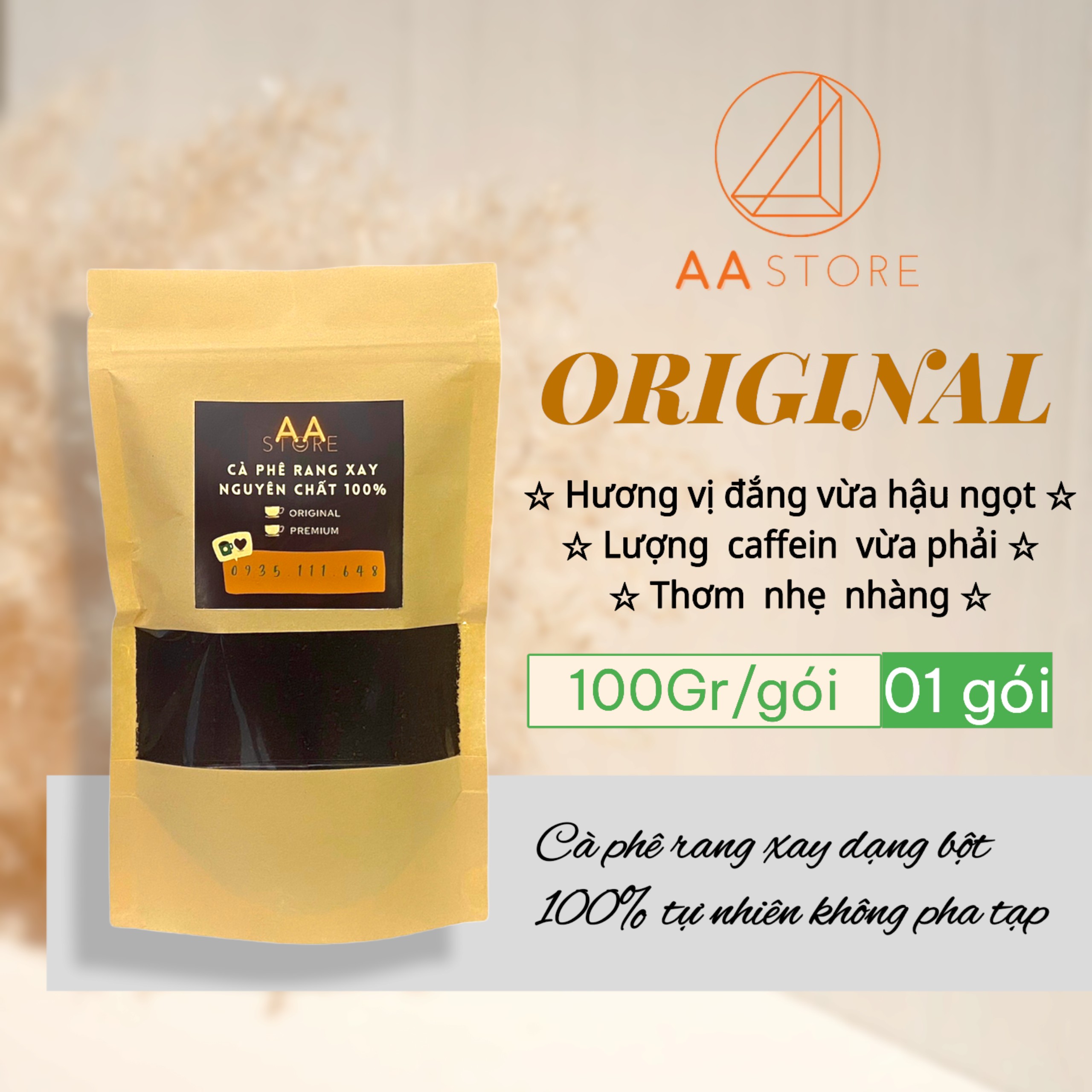 [Gói dùng thử] 100g cà phê Original rang xay nguyên chất 100%