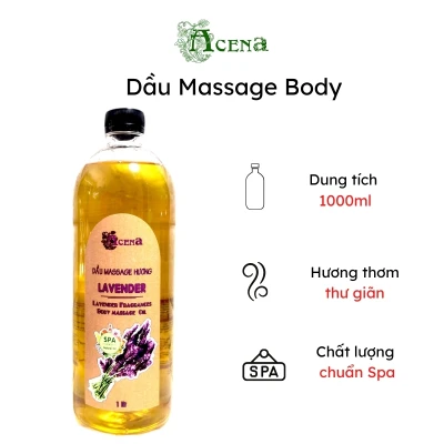 (1000ml) Dầu Massage Body Hương Lavender Oải Hương chuyên dùng Spa, Trơn Tay, Thơm Dịu ACENA