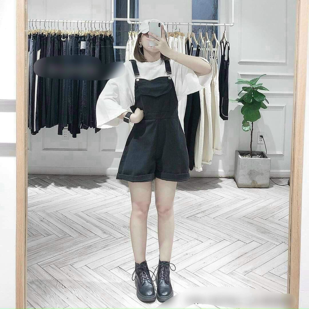 Quần Yếm Jeans Túi 2 Túi