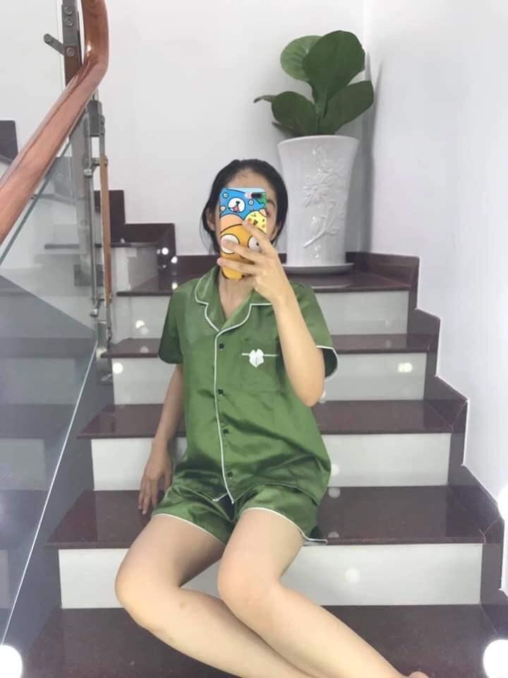 [HCM]Đồ bộ pizama đùi nơ chất phi lụa vải mềm mịn tay