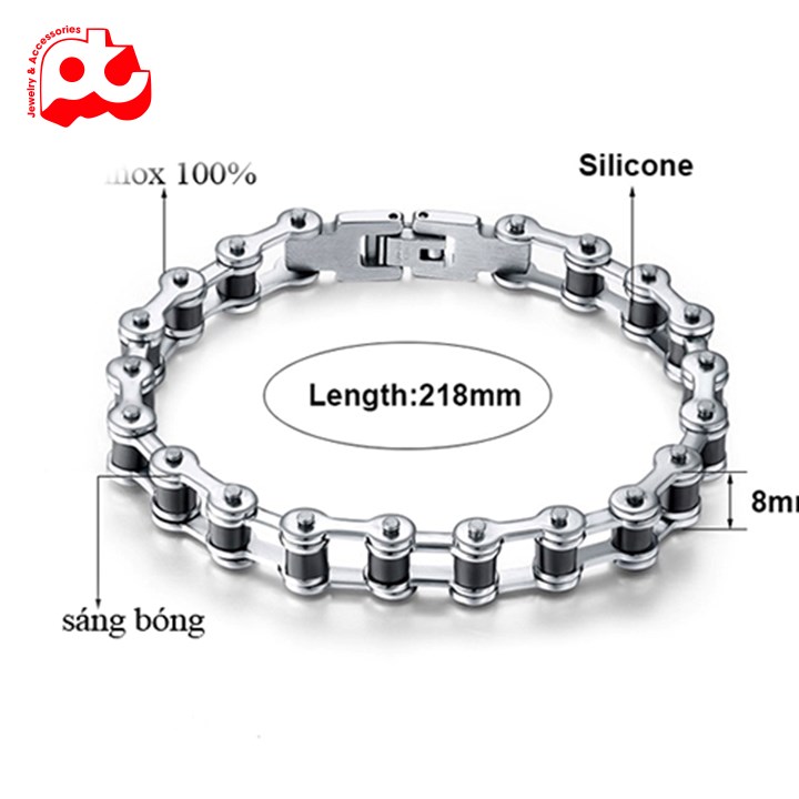 Lắc tay inox nam cá tính tại HCM cao cấp bảo hành không đen màu trắng trangsuctitanpt thép không gỉ TTLTNA66