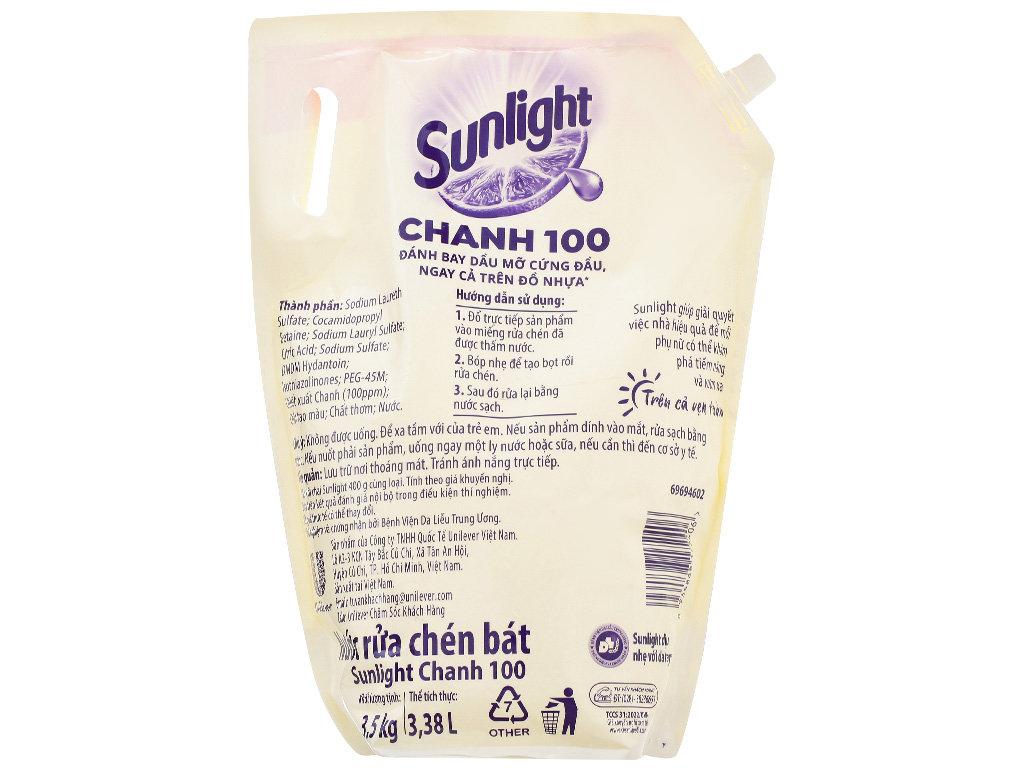 Nước rửa chén Sunlight túi 3.4kg - BAT MUOI