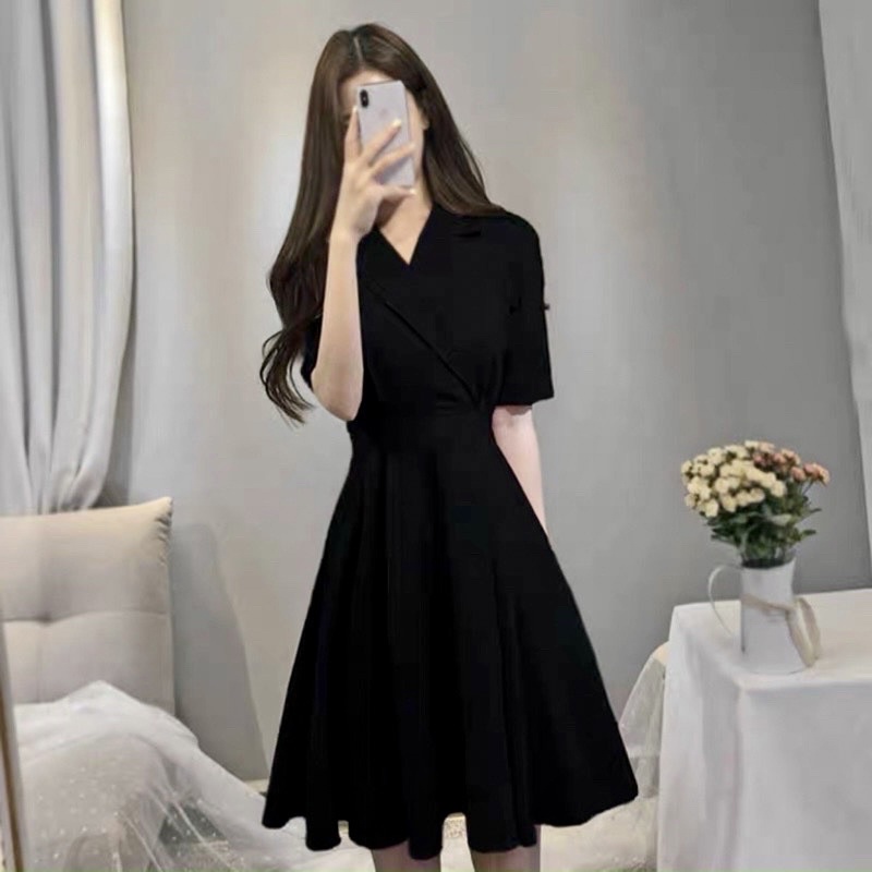 ĐẦM CỔ VEST THẮT EO (có ảnh thật) MS111