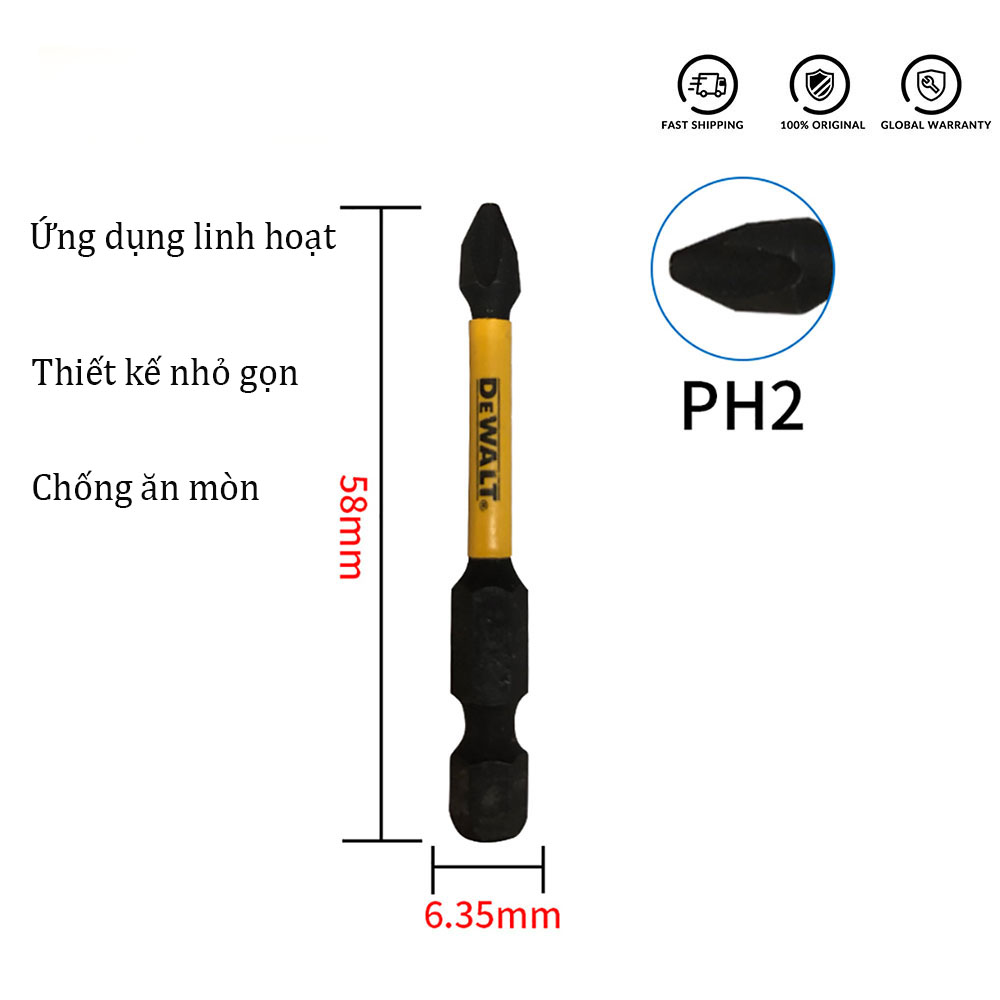 1 Chiếc Mũi Vít Mác Thép Cao Cấp DeWalt Ph2 58mm Có Từ