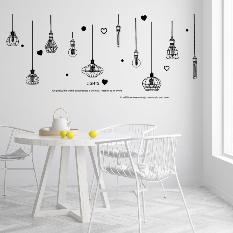 DECAL DÁN TƯỜNG CHÙM ĐÈN LIGHT TRẮNG ĐEN