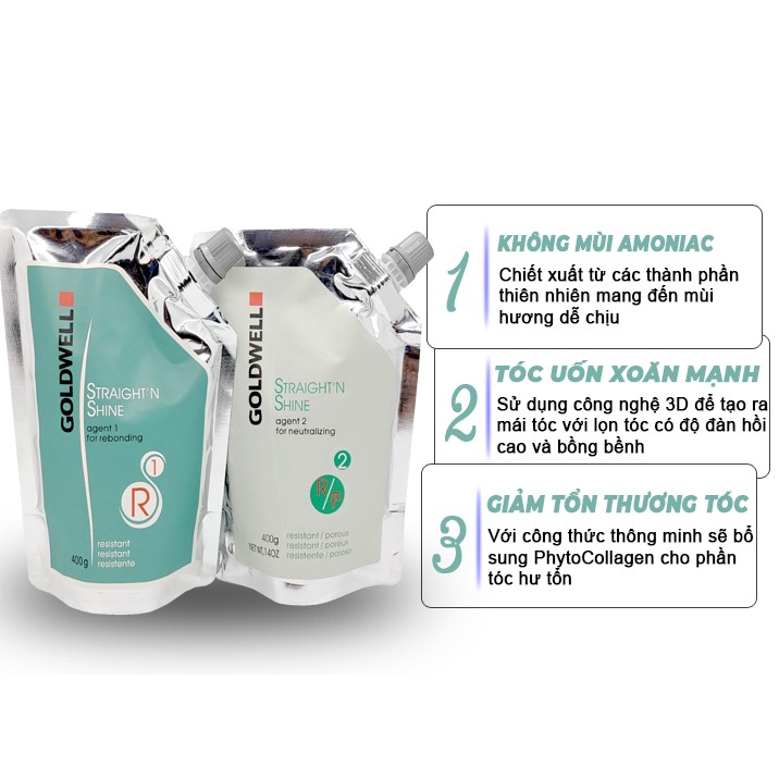 Cặp Thuốc Uốn , Ép / Duỗi Nóng Goldwell 400ml X 2