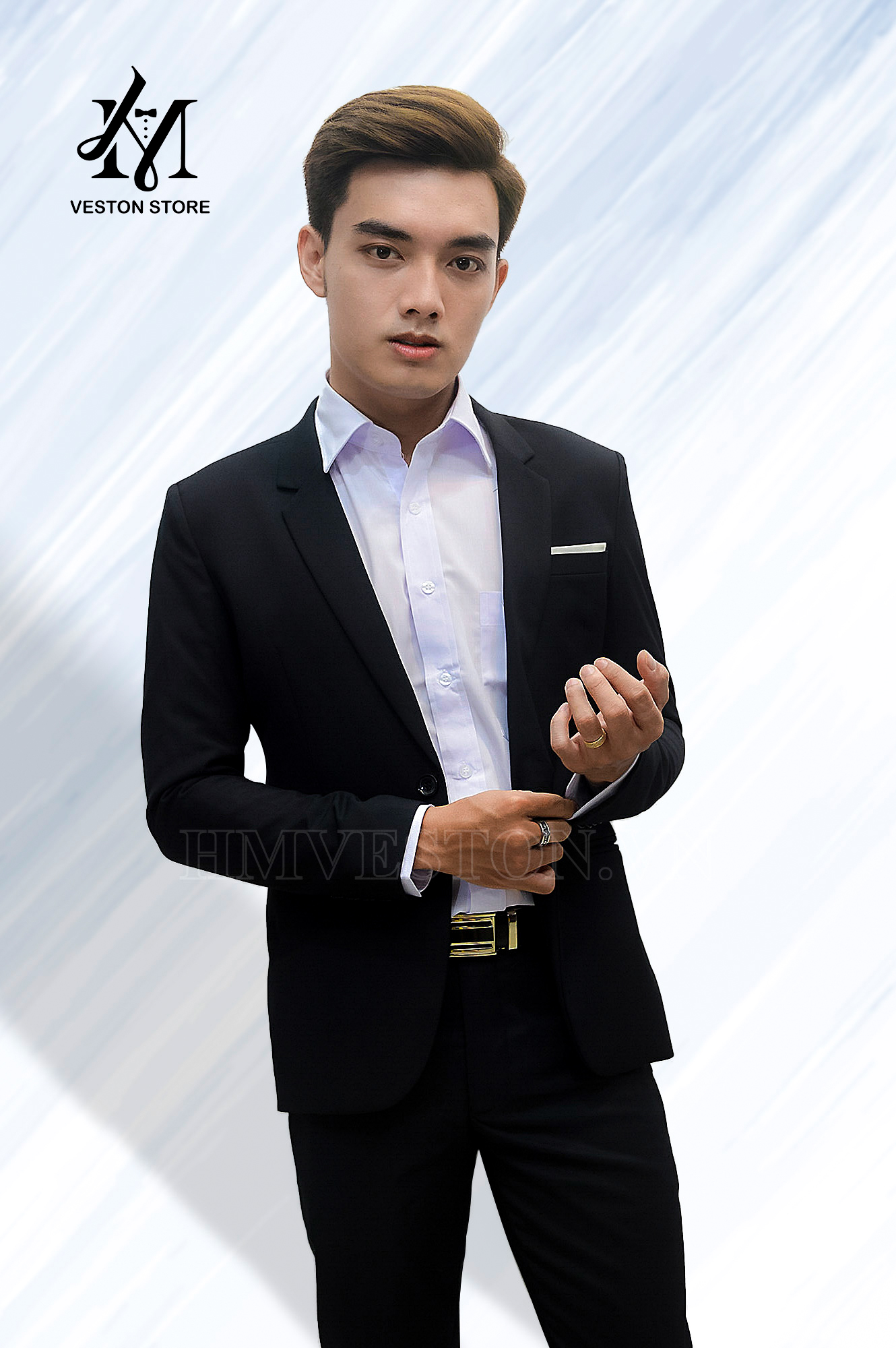 Áo Vest Nam ôm body màu đen poly mềm mịn