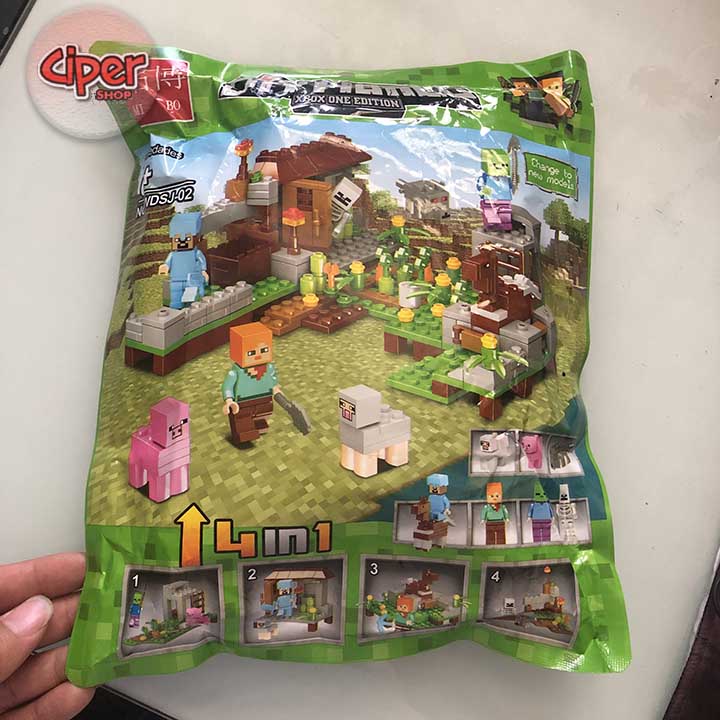 Mô hình lắp ráp minecraft - Mô hình lắp ráp 4in1 390 chi tiết