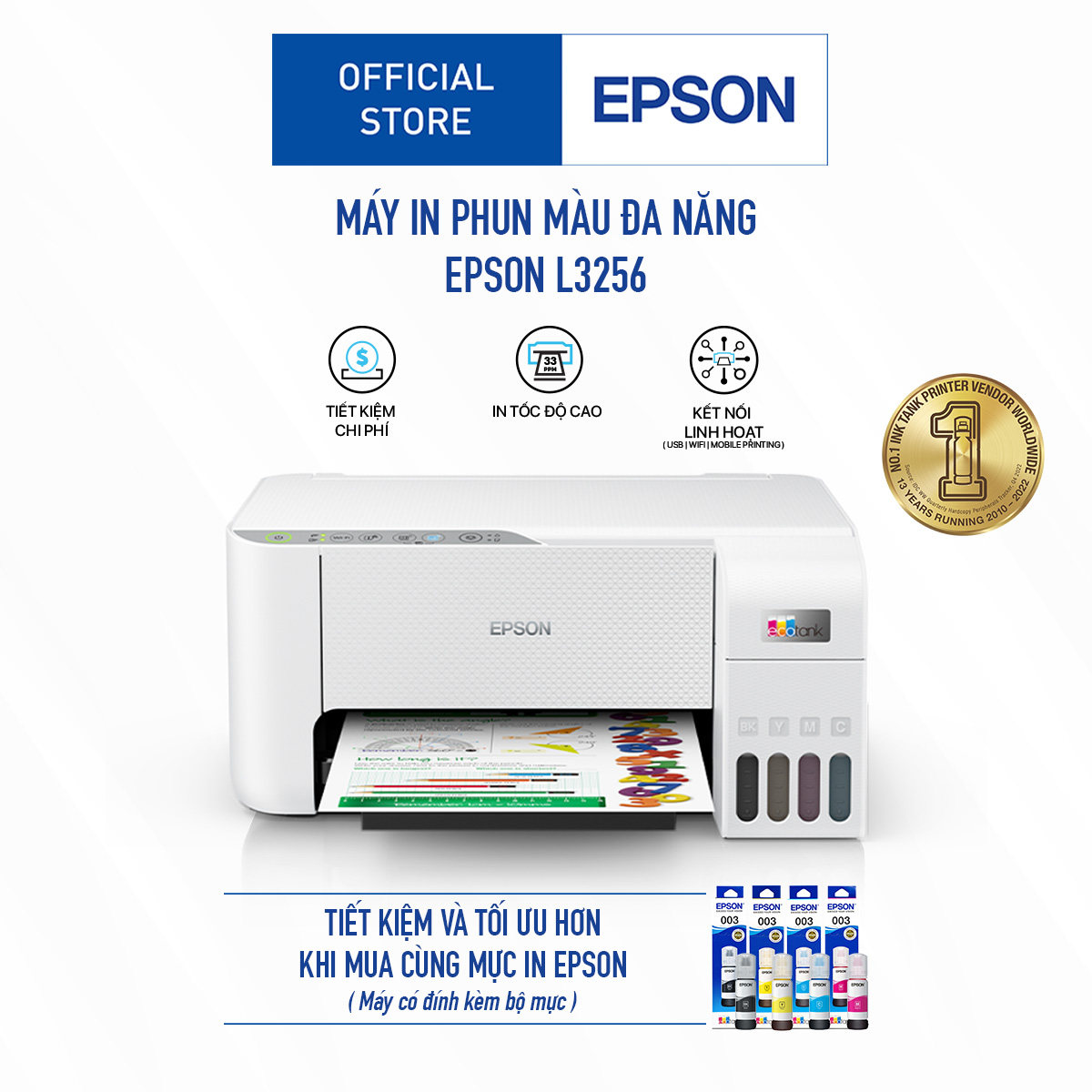 Epson Eco Tank L3256 A4 Wi-Fi All-in-One Ink Tank Printer