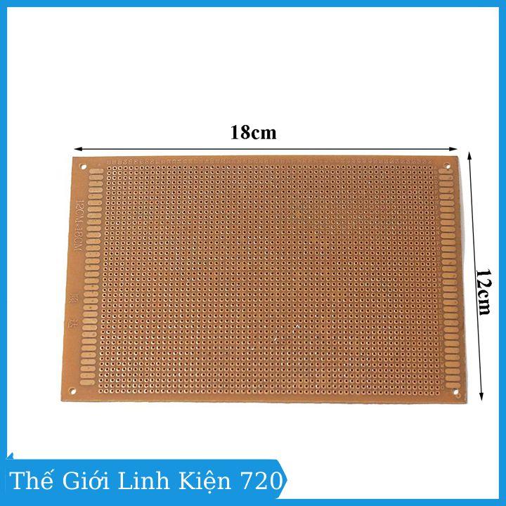 Phíp đồng lỗ, bảng mạch đục lỗ sẵn PCB nâu kích thước 12x18cm
