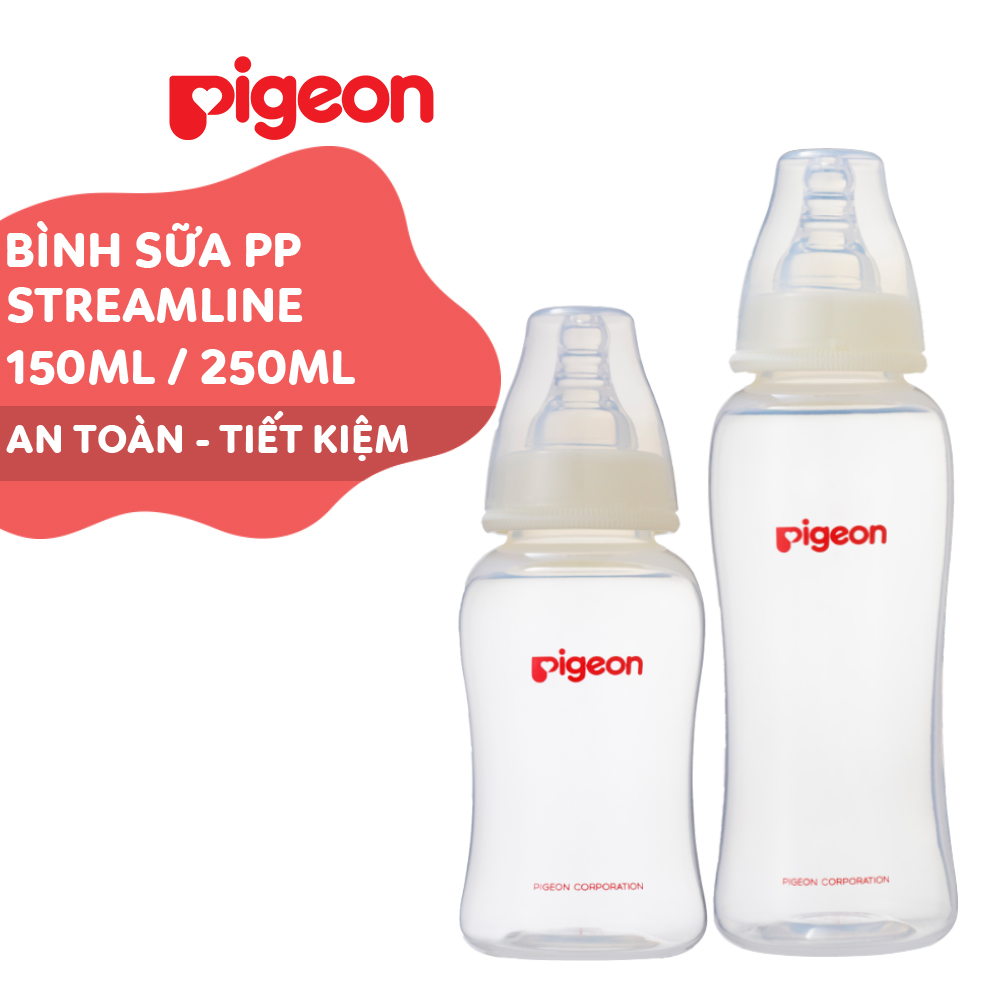 Bình sữa Pigeon PP Streamline 150ml /250ml cổ hẹp (NEW)