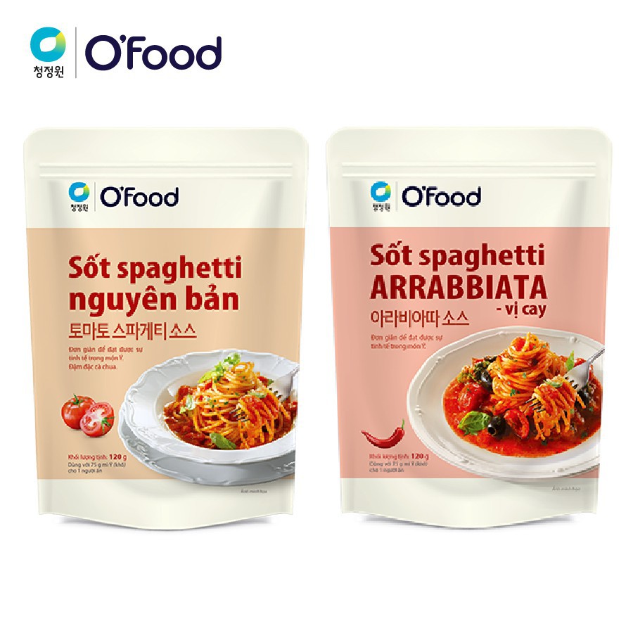 Sốt Spaghetti Arrabbiata vị cay và vị nguyên bản Ofood 120g sốt mì Ý