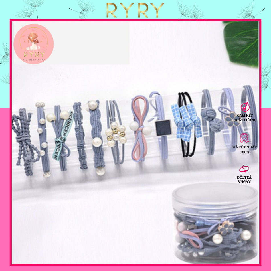 Set 12 Dây Cột Tóc xinh xắn dành cho nữ -4 màu lựa chọn