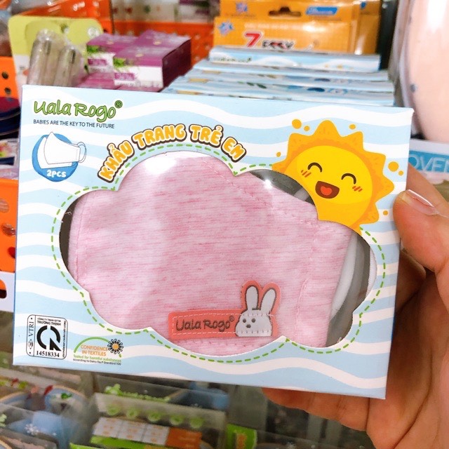 Khẩu trang vải kháng khuẩn Uala rogo 0-6 tuổi