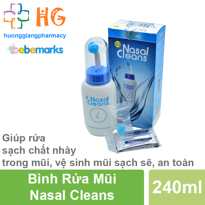 Bình rửa mũi Nasal Cleans - Dùng cho các trường hợp nghẹt mũi, bị cảm, viêm xoang, viêm mũi (Bình 240ml) nhập khẩu