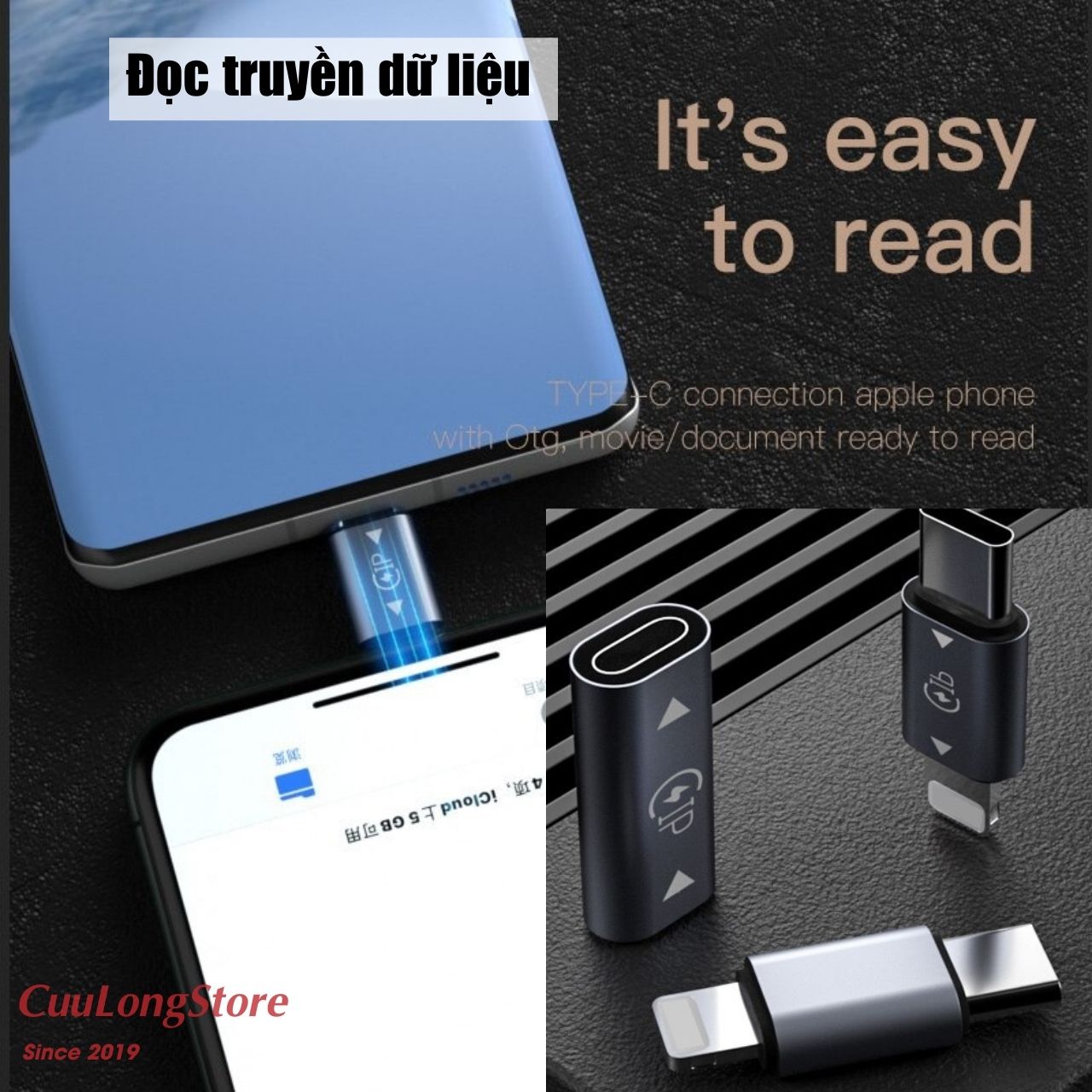Lightning Type C Adapter, otg connect microphone charging cable for iPhone Android