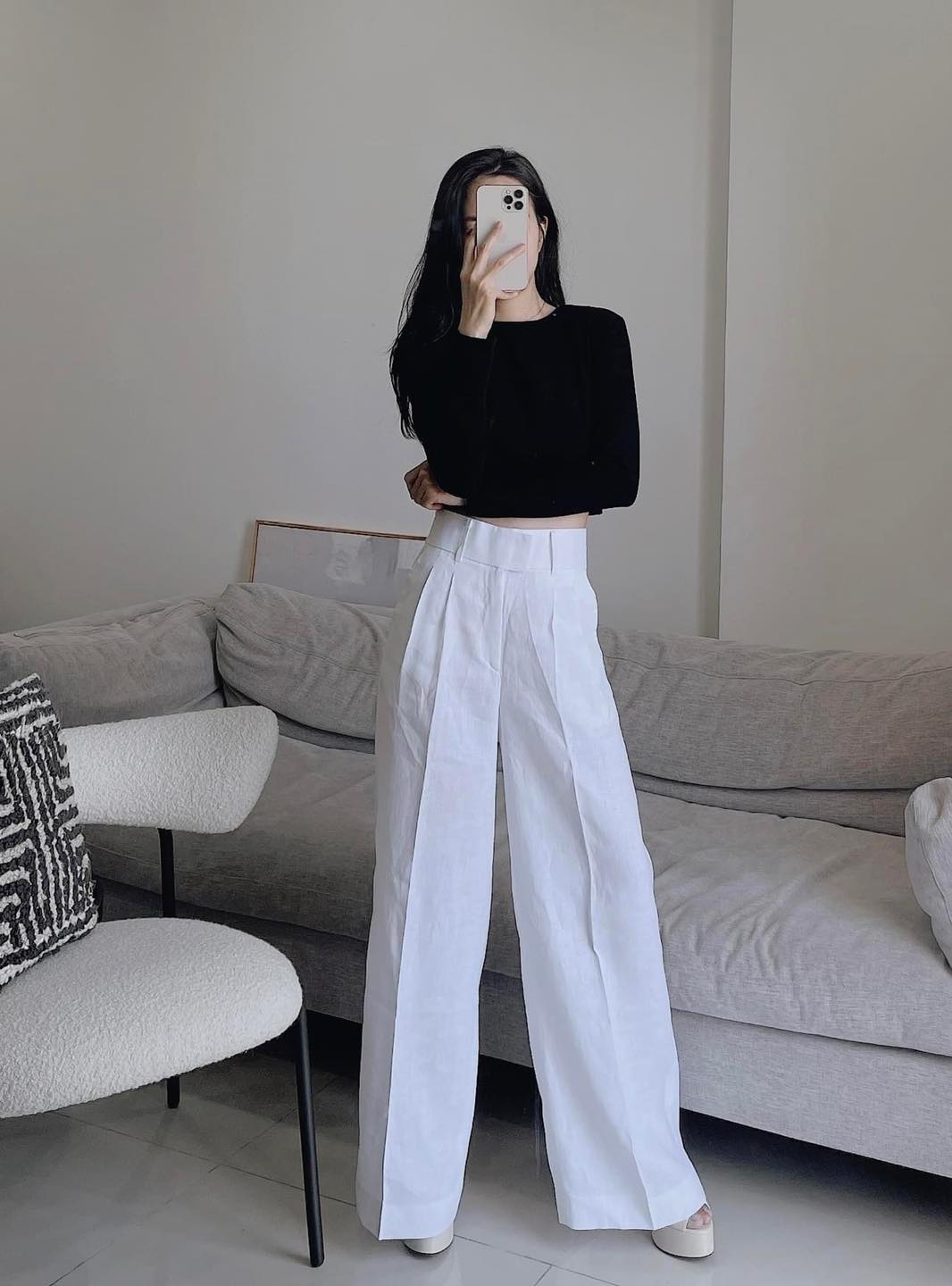 [HÀNG THIẾT KẾ CAO CẤP] Áo Croptop Thun Gân Tay Dài Basic Dễ Phối Đồ Màu Trắng / Đen