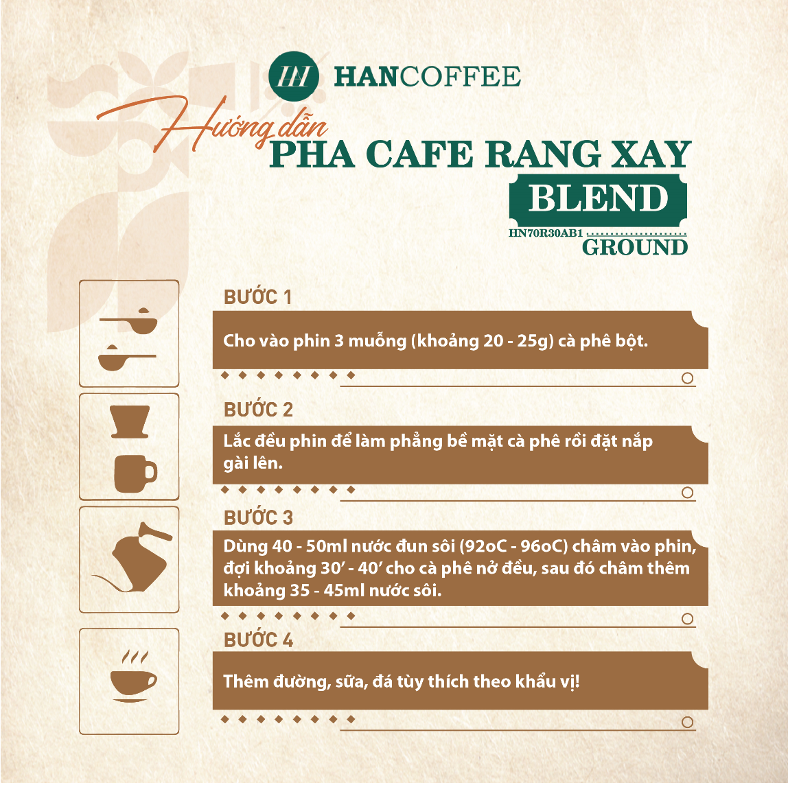 [ Tặng phin inox] Cà phê pha phin 100% Robusta HANCOFFEE Traditional 1kg cà phê nguyên chất