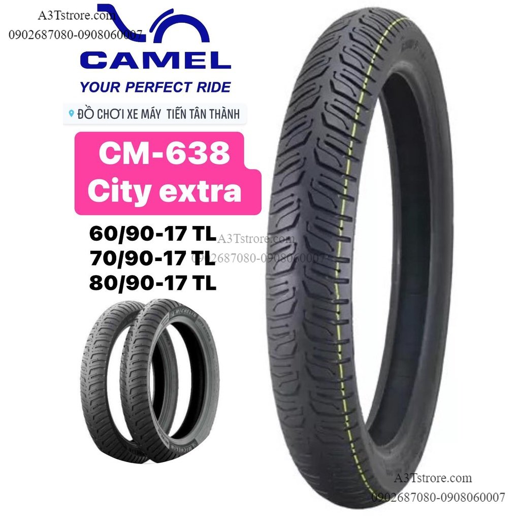 VỎ LỐP XE MÁY CM- 638 60 / 70 / 80 - 17 INCHES _  CAMEL  _ cameltire