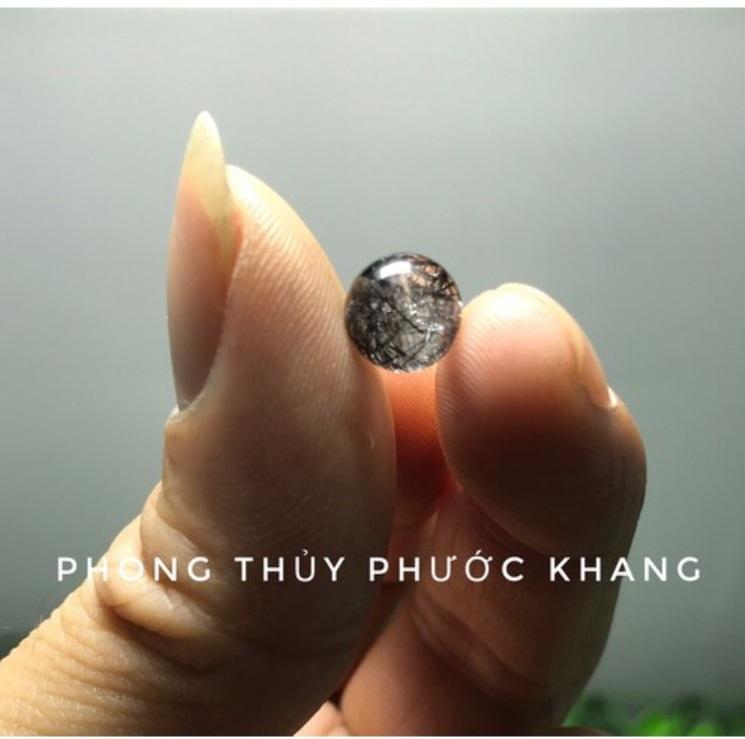 1 Hạt đá rời thạch anh tóc đen size 10 li